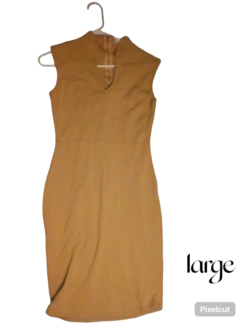 Sleeveless Camel Sheath Dress - Large